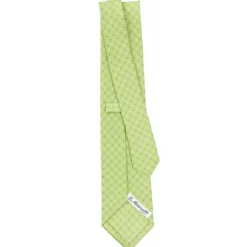 CRAVATTA SARTORIALE CLASSICA IN SETA VERDE CHIARO Microfantasia fiore