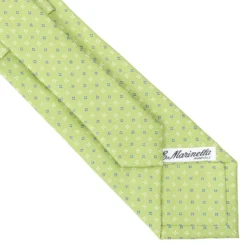 CRAVATTA SARTORIALE CLASSICA IN SETA VERDE CHIARO Microfantasia fiore