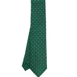 CRAVATTA SARTORIALE CLASSICA IN SETA VERDE OLIVA Microfantasia fiore