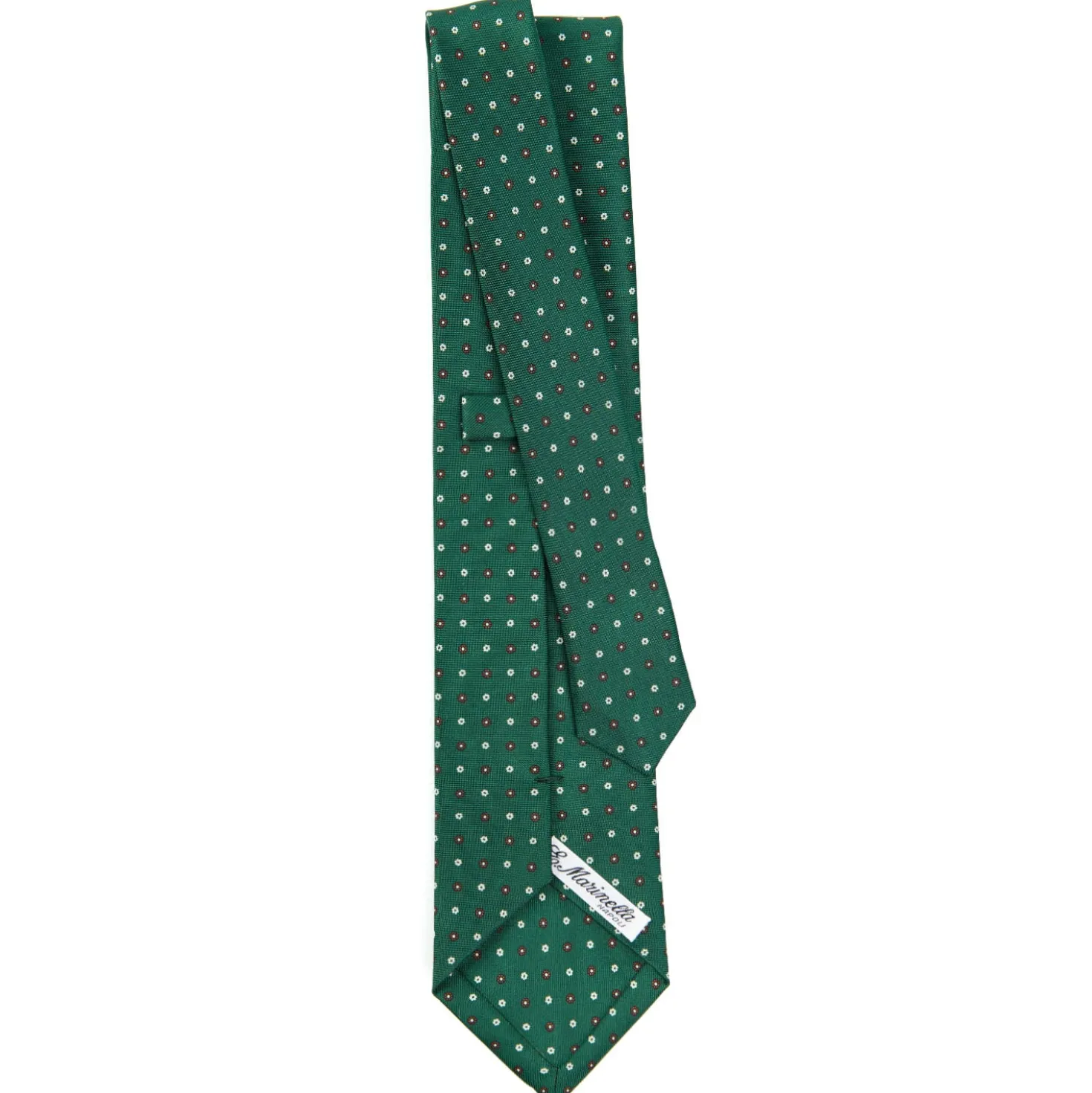 CRAVATTA SARTORIALE CLASSICA IN SETA VERDE OLIVA Microfantasia fiore