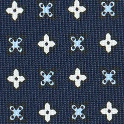 CRAVATTA SARTORIALE CLASSICA IN SETA BLU SCURO Microfantasia fiore
