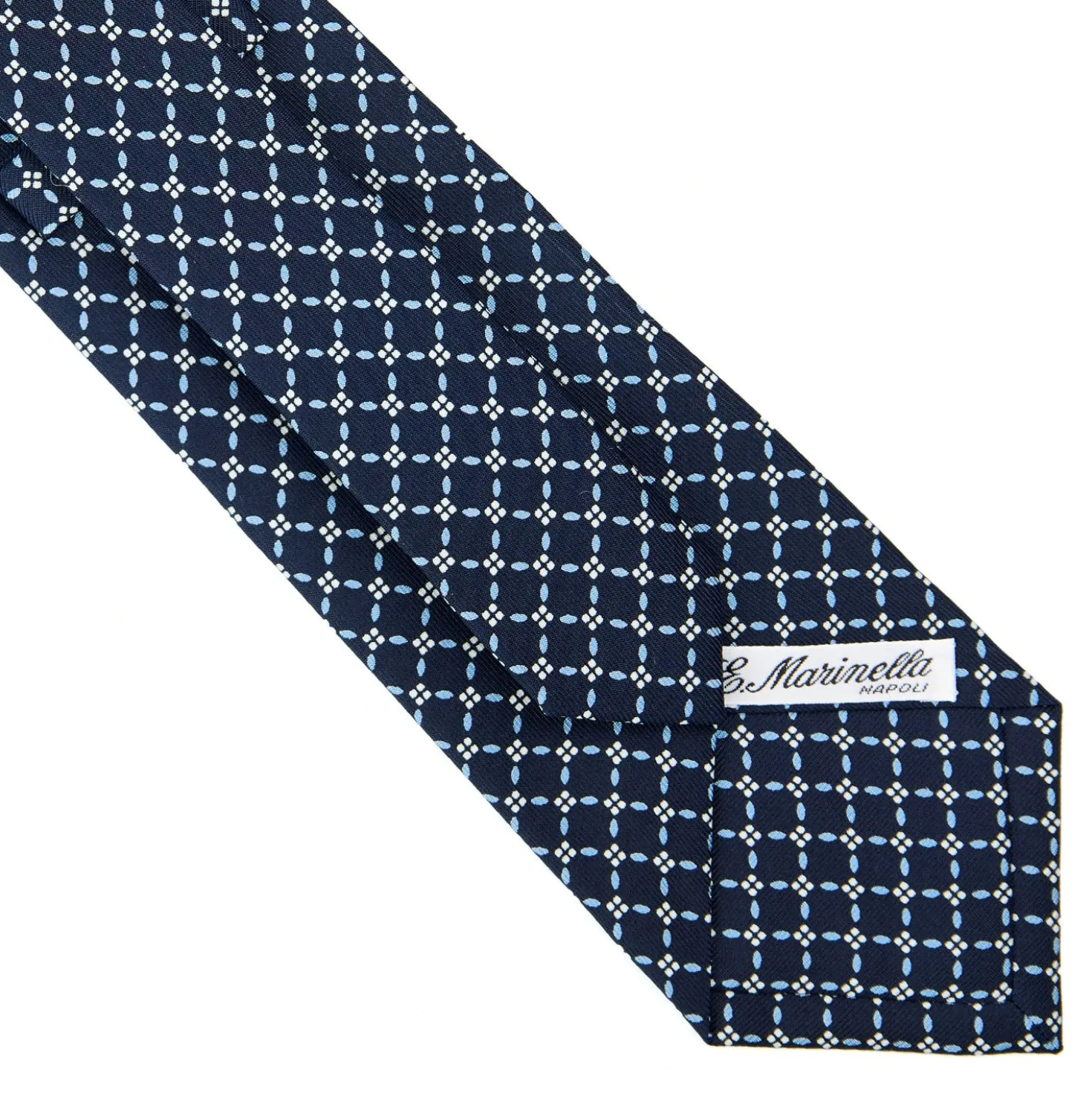 CRAVATTA SARTORIALE CLASSICA IN SETA BLU SCURO Microfantasia fiore