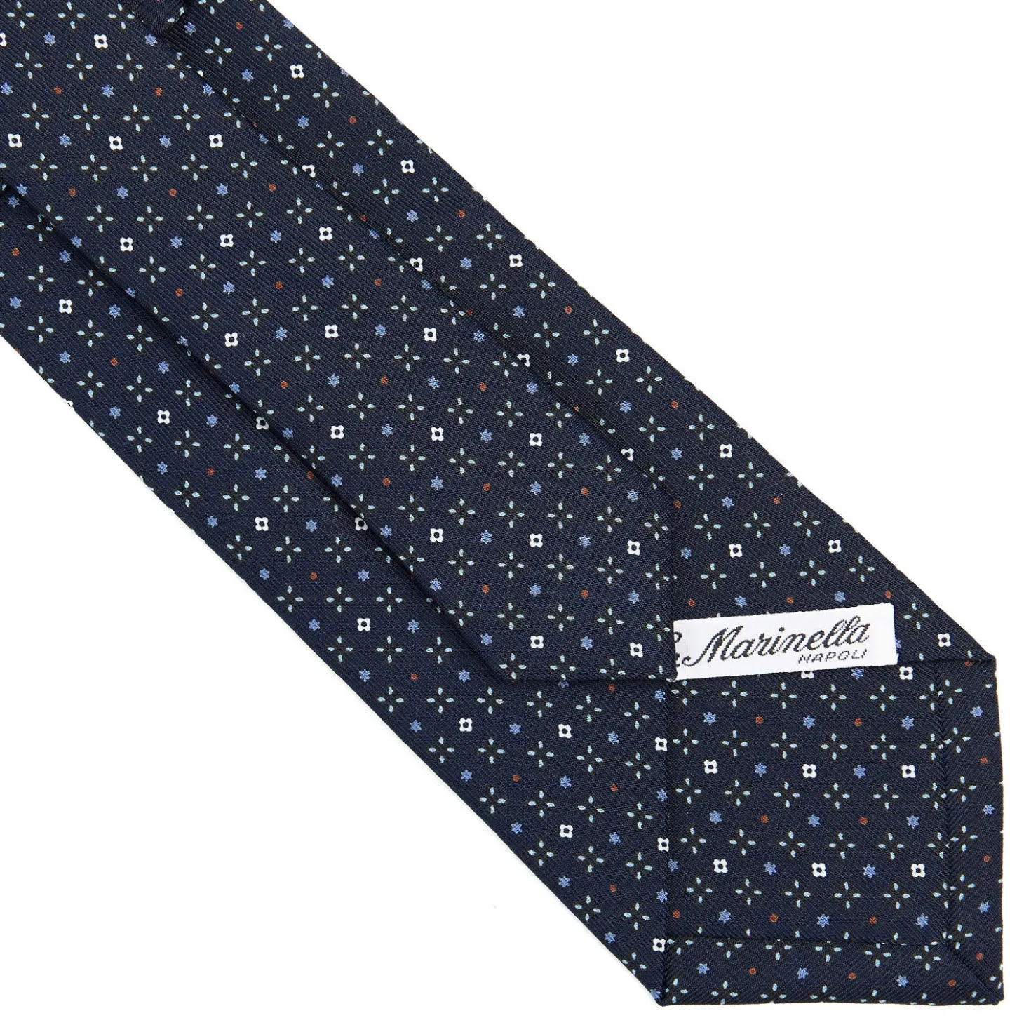 CRAVATTA SARTORIALE CLASSICA IN SETA BLU SCURO Microfantasia fiore