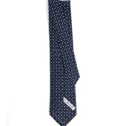 CRAVATTA SARTORIALE CLASSICA IN SETA BLU SCURO Microfantasia fiore