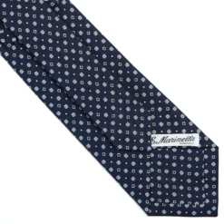 CRAVATTA SARTORIALE CLASSICA IN SETA BLU SCURO Microfantasia fiore