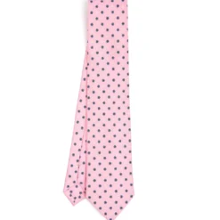 CRAVATTA SARTORIALE CLASSICA IN SETA ROSA Microfantasia fiore