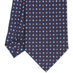 CRAVATTA SARTORIALE CLASSICA IN SETA BLU SCURO Microfantasia fiore