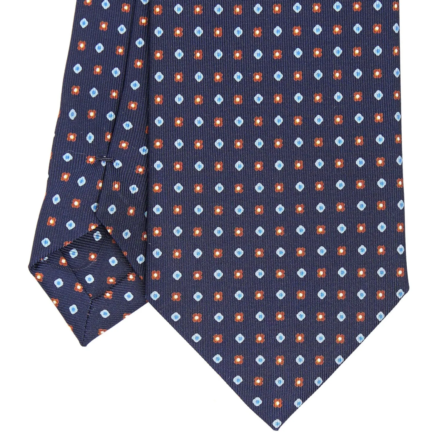 CRAVATTA SARTORIALE CLASSICA IN SETA BLU SCURO Microfantasia fiore