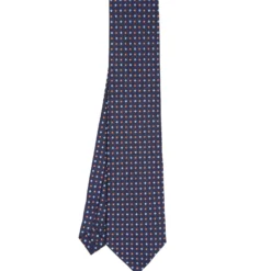 CRAVATTA SARTORIALE CLASSICA IN SETA BLU SCURO Microfantasia fiore