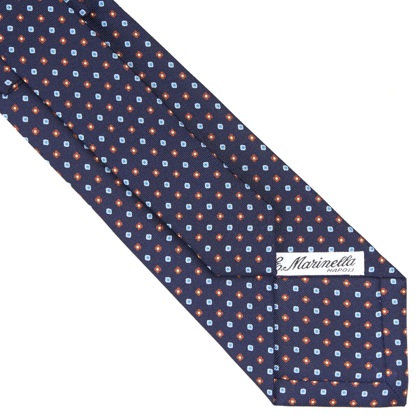 CRAVATTA SARTORIALE CLASSICA IN SETA BLU SCURO Microfantasia fiore