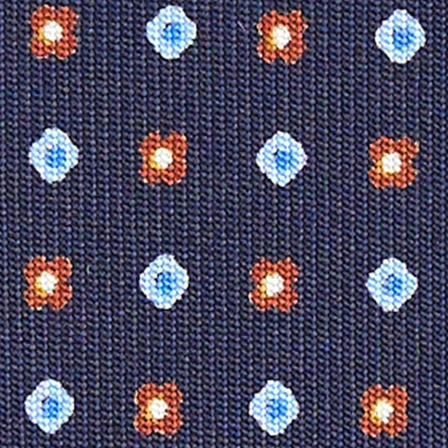 CRAVATTA SARTORIALE CLASSICA IN SETA BLU SCURO Microfantasia fiore