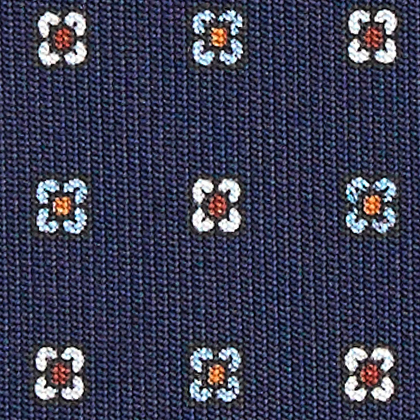 CRAVATTA SARTORIALE CLASSICA IN SETA BLU SCURO Microfantasia fiore