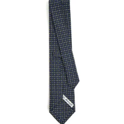 CRAVATTA SARTORIALE CLASSICA IN SETA BLU SCURO Microfantasia fiore