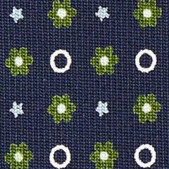 CRAVATTA SARTORIALE CLASSICA IN SETA BLU SCURO Microfantasia fiore