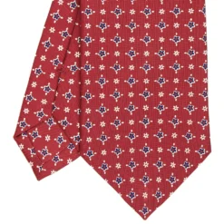 CRAVATTA SARTORIALE CLASSICA IN SETA BORDEAUX Macrofantasia fiore
