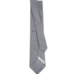 CRAVATTA SARTORIALE CLASSICA IN SETA GRIGIO SCURO Microfantasia fiore