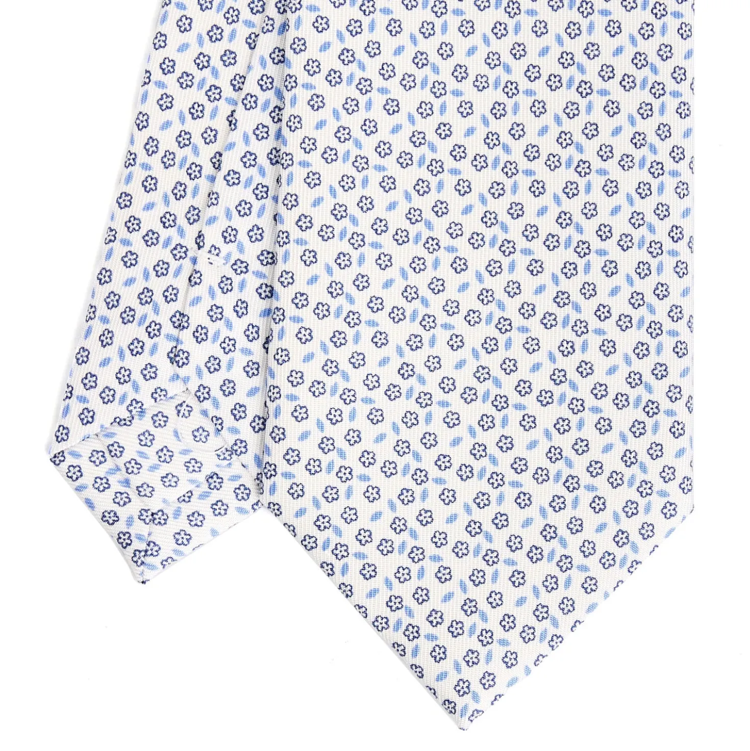 CRAVATTA SARTORIALE CLASSICA IN SETA BIANCA Microfantasia fiore