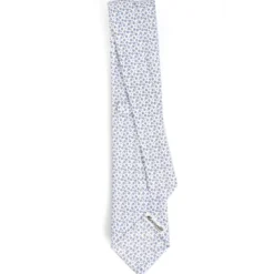 CRAVATTA SARTORIALE CLASSICA IN SETA BIANCA Microfantasia fiore