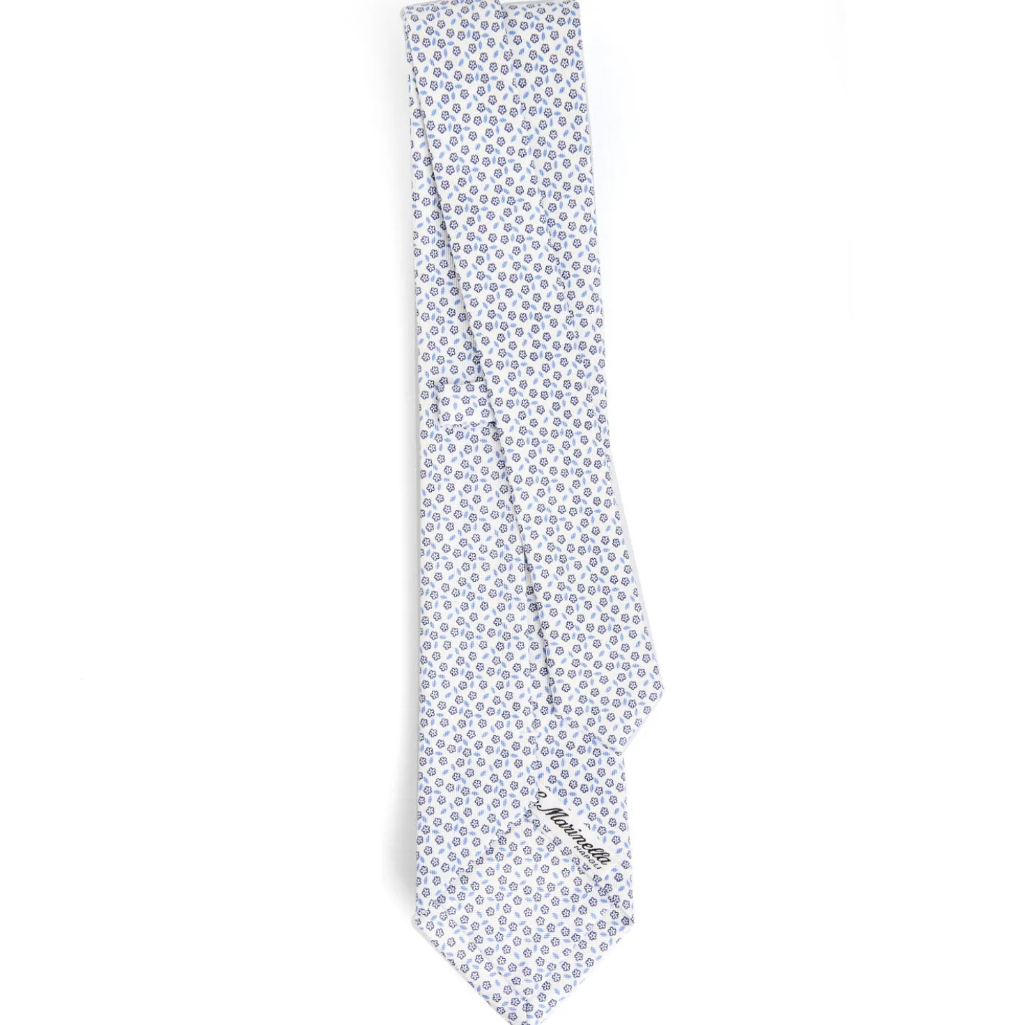 CRAVATTA SARTORIALE CLASSICA IN SETA BIANCA Microfantasia fiore