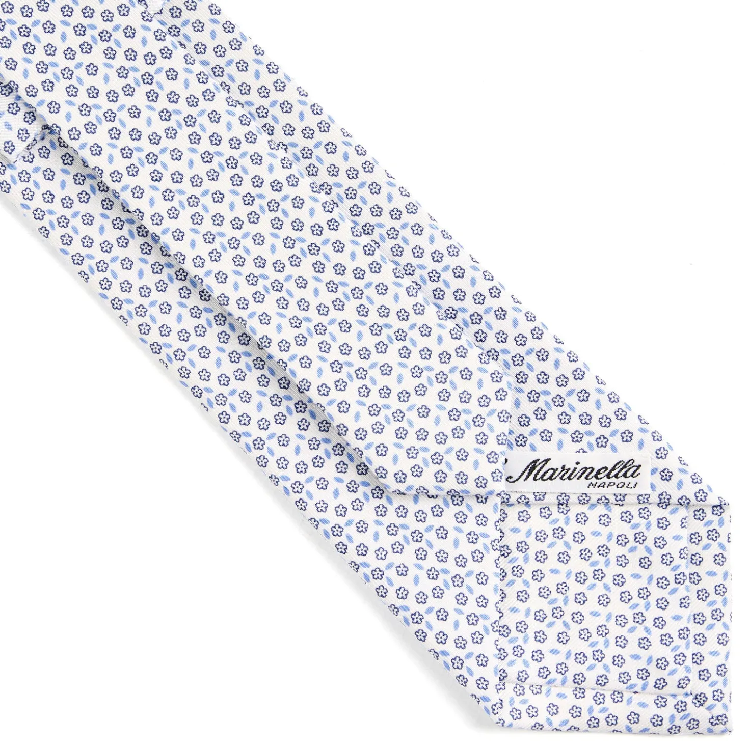 CRAVATTA SARTORIALE CLASSICA IN SETA BIANCA Microfantasia fiore