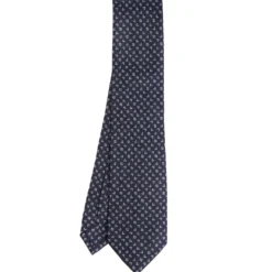 CRAVATTA SARTORIALE CLASSICA IN SETA BLU SCURO Microfantasia fiore