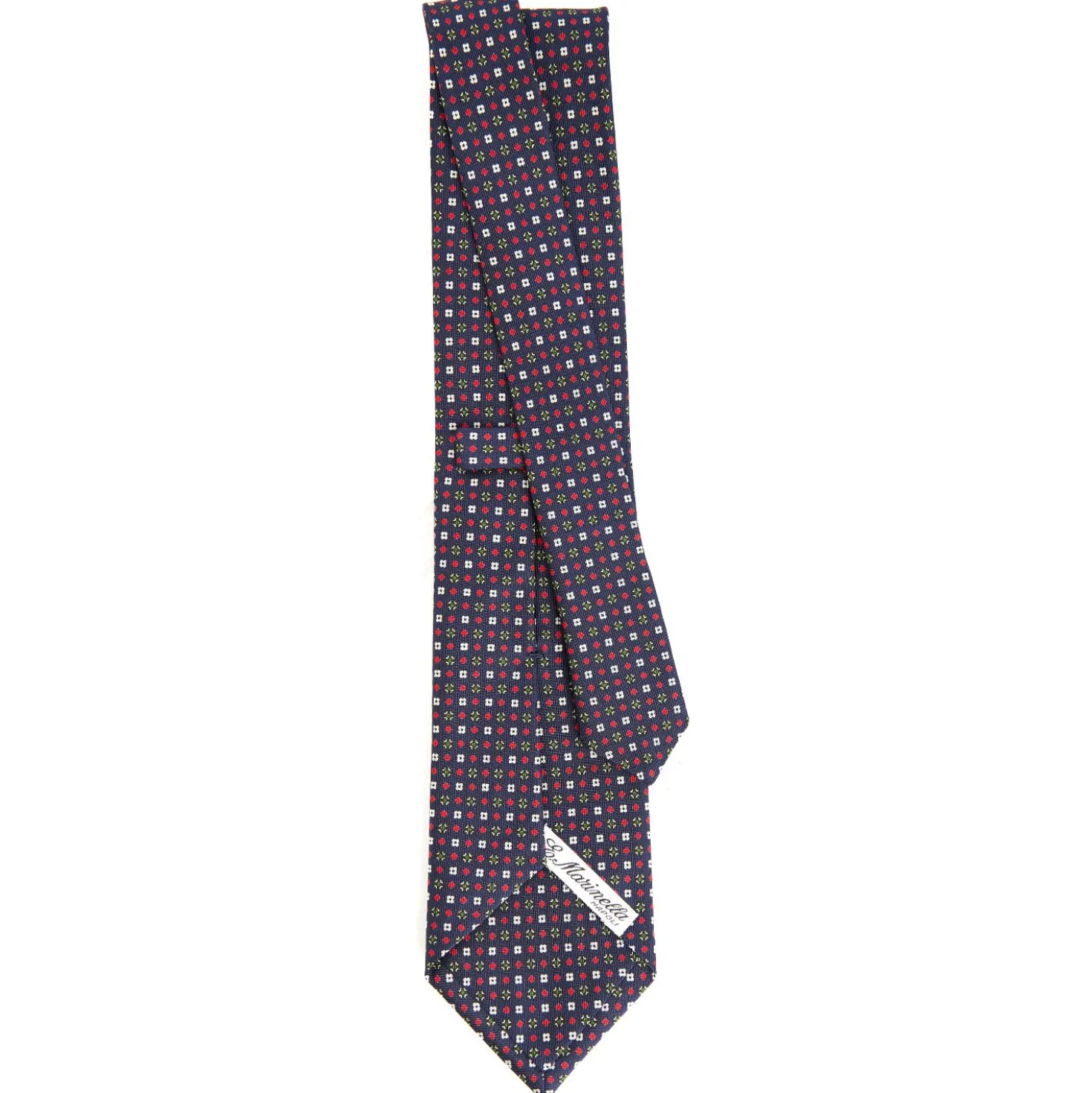 CRAVATTA SARTORIALE CLASSICA IN SETA BLU SCURO Microfantasia fiore
