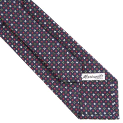 CRAVATTA SARTORIALE CLASSICA IN SETA BLU SCURO Microfantasia fiore