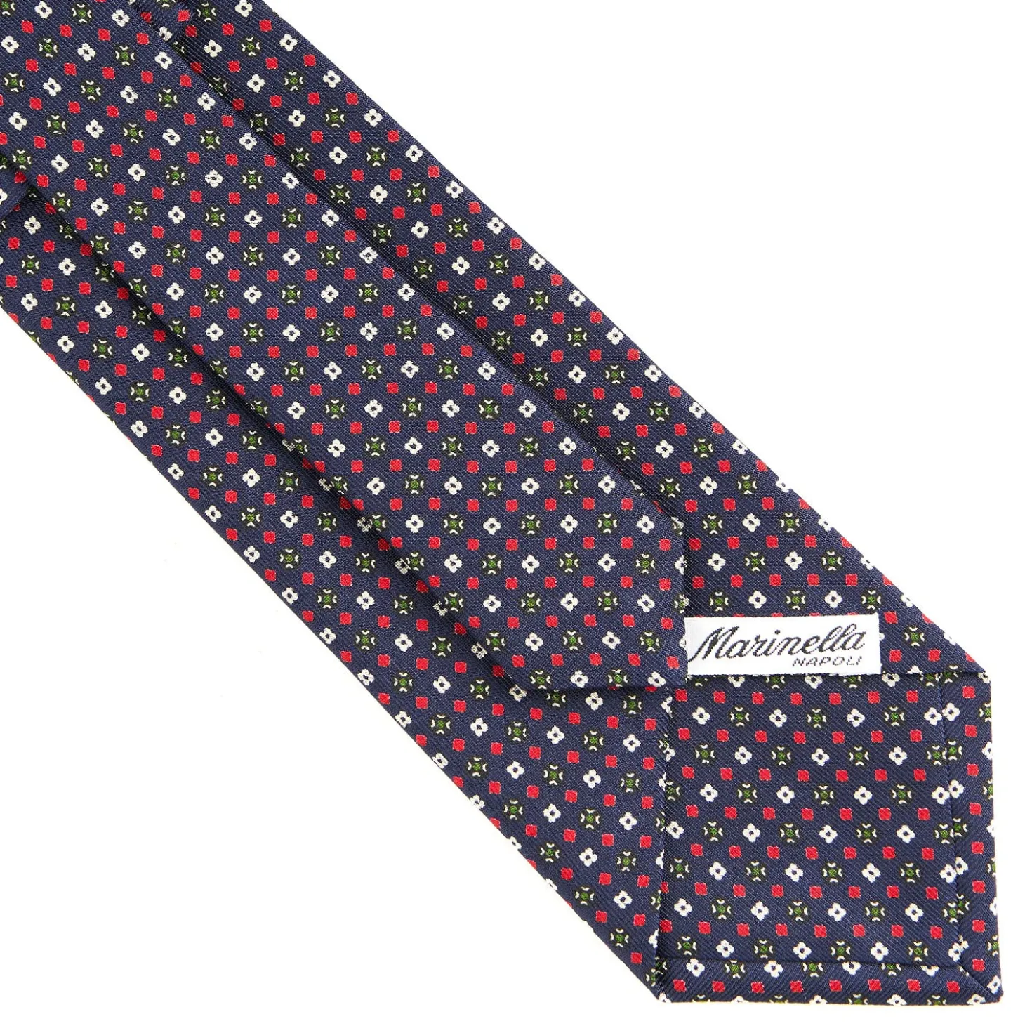 CRAVATTA SARTORIALE CLASSICA IN SETA BLU SCURO Microfantasia fiore