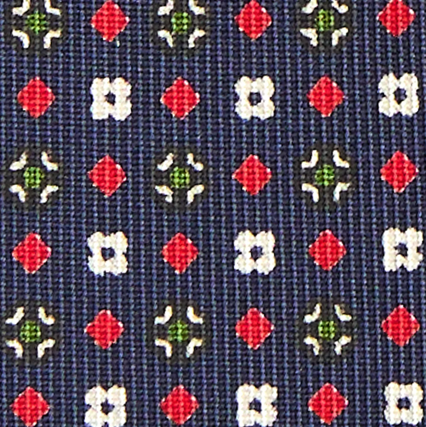 CRAVATTA SARTORIALE CLASSICA IN SETA BLU SCURO Microfantasia fiore