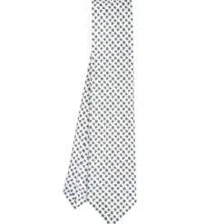 CRAVATTA SARTORIALE CLASSICA IN SETA BIANCA Microfantasia fiore