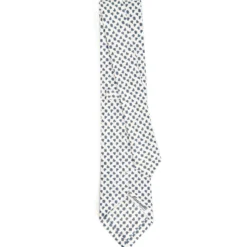 CRAVATTA SARTORIALE CLASSICA IN SETA BIANCA Microfantasia fiore