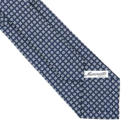 CRAVATTA SARTORIALE CLASSICA IN SETA BLU SCURO Microfantasia fiore