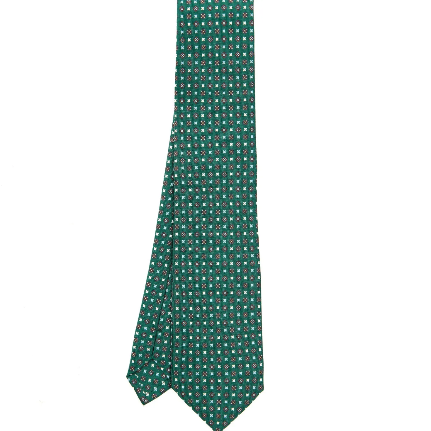 CRAVATTA SARTORIALE CLASSICA IN SETA VERDE OLIVA Microfantasia fiore
