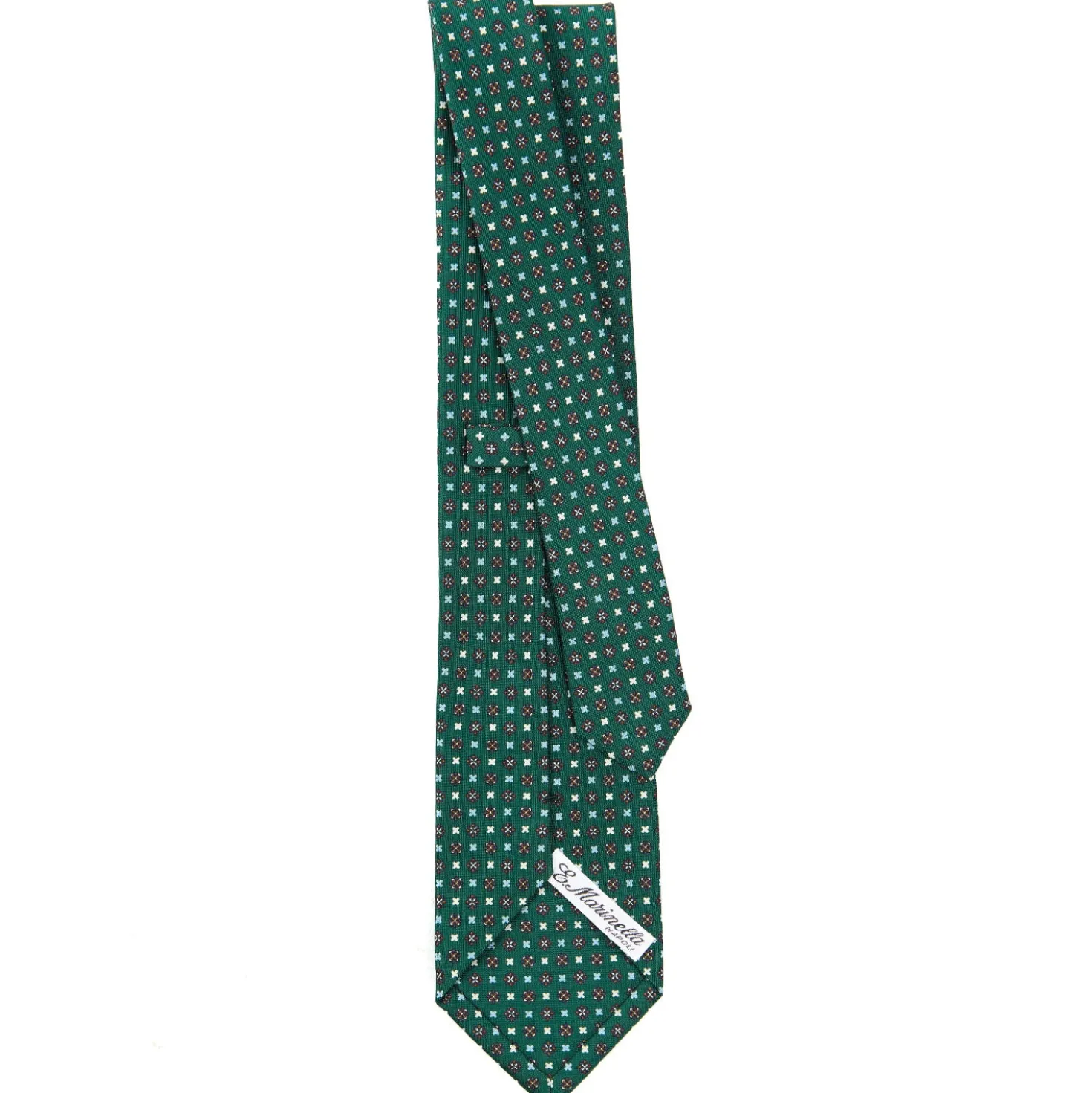 CRAVATTA SARTORIALE CLASSICA IN SETA VERDE OLIVA Microfantasia fiore