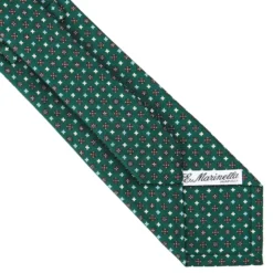 CRAVATTA SARTORIALE CLASSICA IN SETA VERDE OLIVA Microfantasia fiore