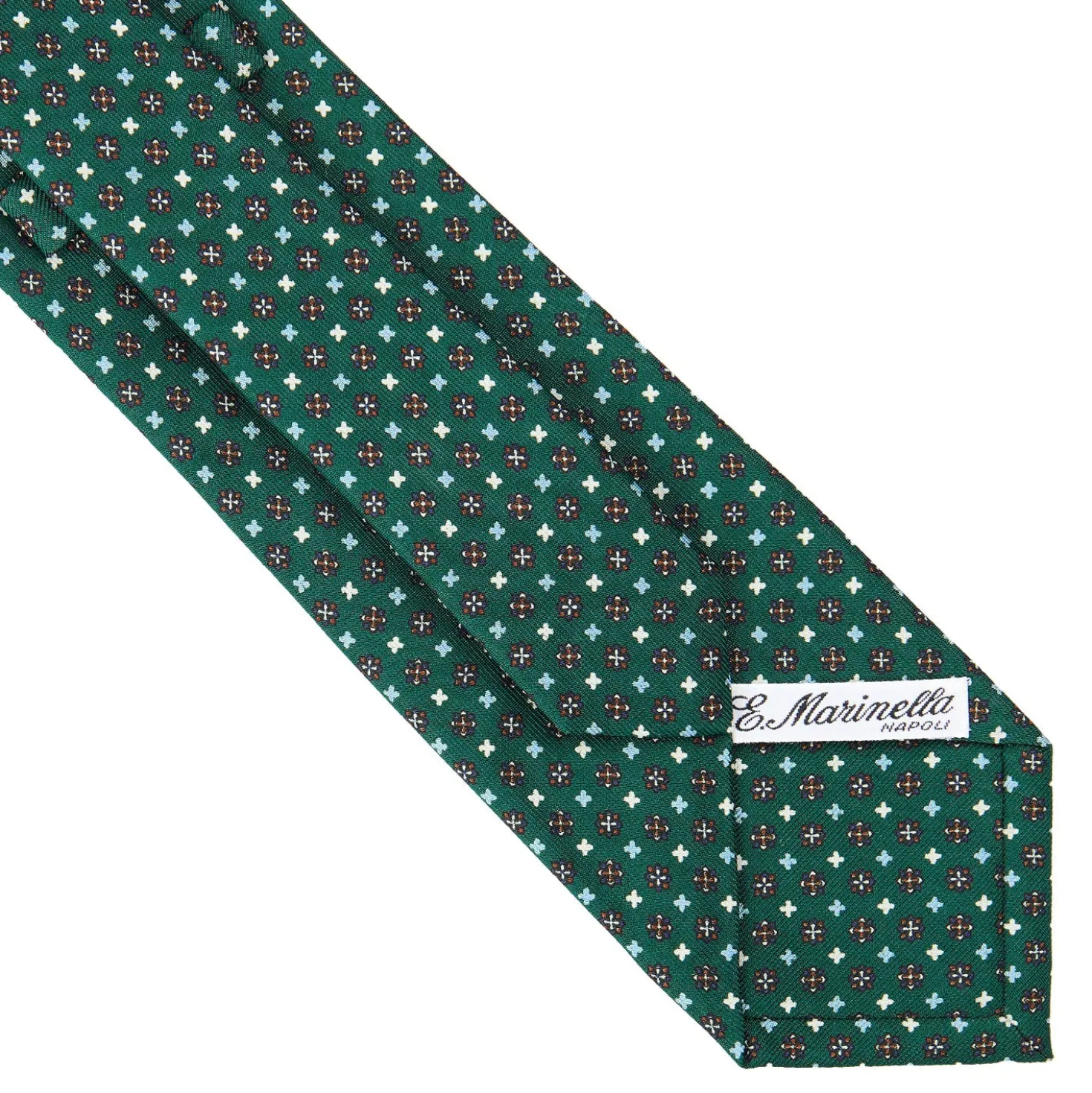 CRAVATTA SARTORIALE CLASSICA IN SETA VERDE OLIVA Microfantasia fiore