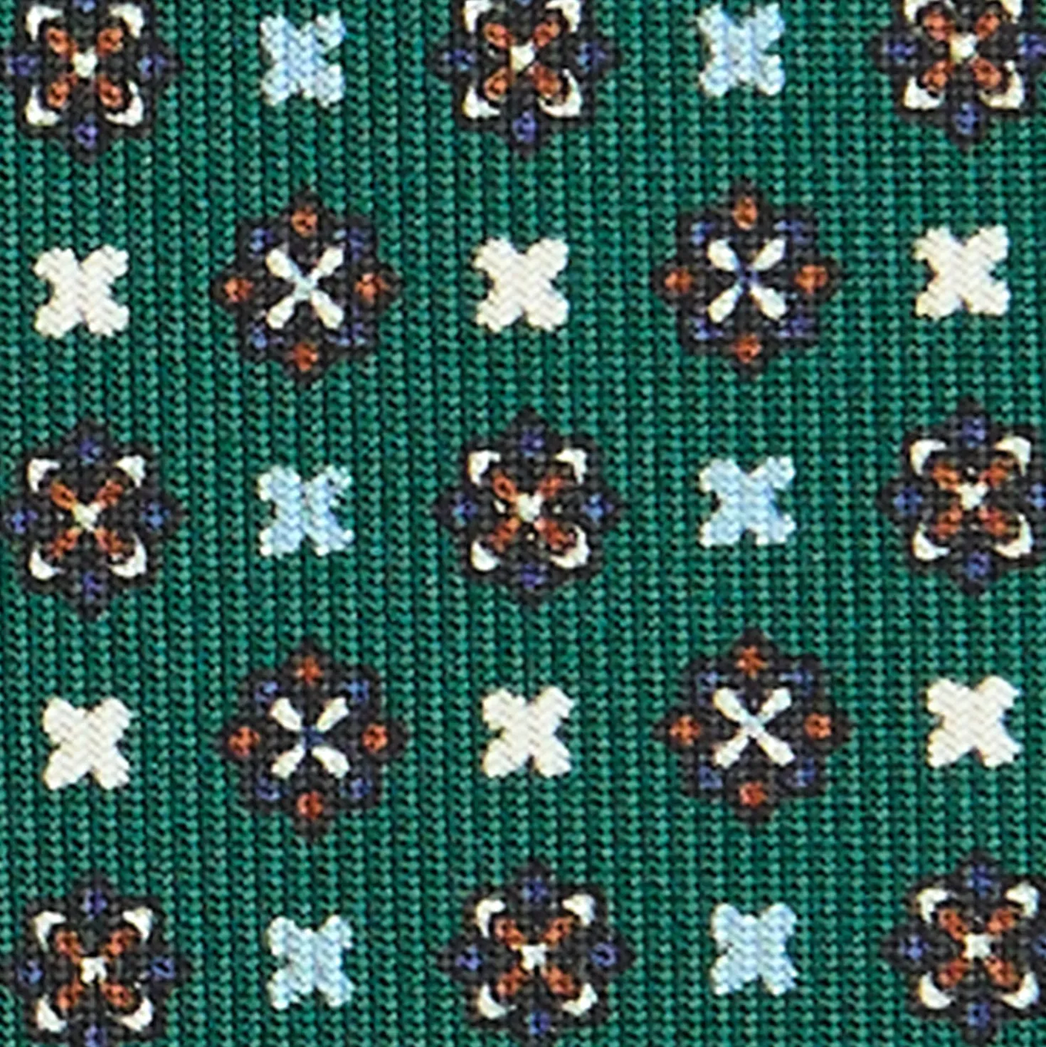 CRAVATTA SARTORIALE CLASSICA IN SETA VERDE OLIVA Microfantasia fiore