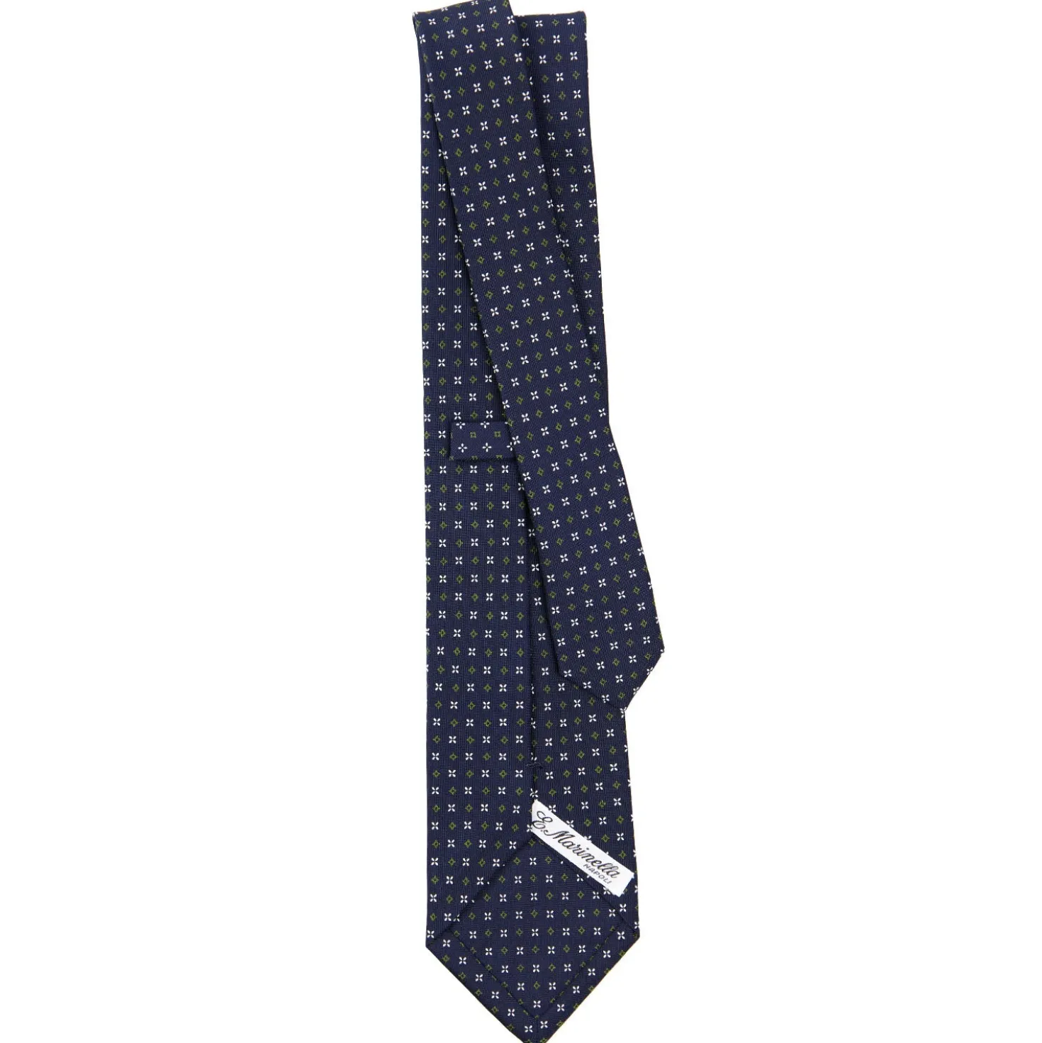 CRAVATTA SARTORIALE CLASSICA IN SETA BLU SCURO Microfantasia fiore