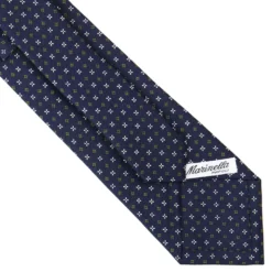 CRAVATTA SARTORIALE CLASSICA IN SETA BLU SCURO Microfantasia fiore