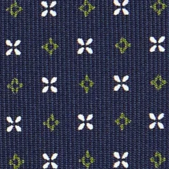 CRAVATTA SARTORIALE CLASSICA IN SETA BLU SCURO Microfantasia fiore