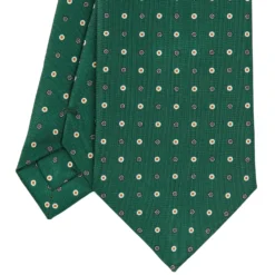 CRAVATTA SARTORIALE CLASSICA IN SETA VERDE OLIVA Microfantasia fiore