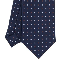 CRAVATTA SARTORIALE CLASSICA IN SETA BLU SCURO Microfantasia fiore