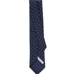 CRAVATTA SARTORIALE CLASSICA IN SETA BLU SCURO Microfantasia fiore