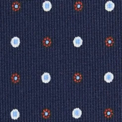 CRAVATTA SARTORIALE CLASSICA IN SETA BLU SCURO Microfantasia fiore