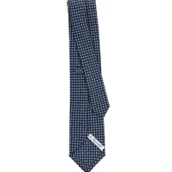 CRAVATTA SARTORIALE CLASSICA IN SETA BLU SCURO Microfantasia fiore