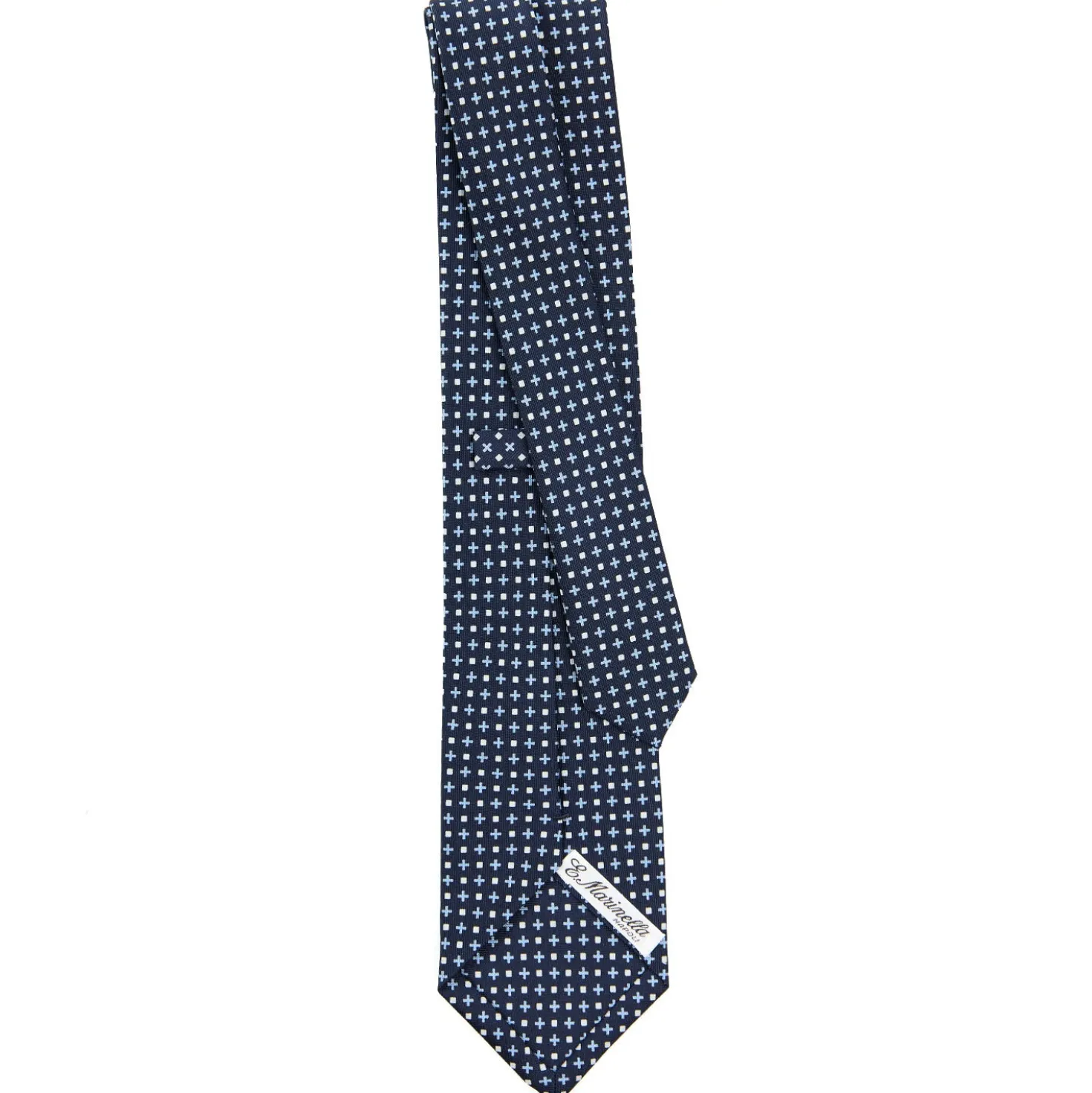 CRAVATTA SARTORIALE CLASSICA IN SETA BLU SCURO Microfantasia fiore