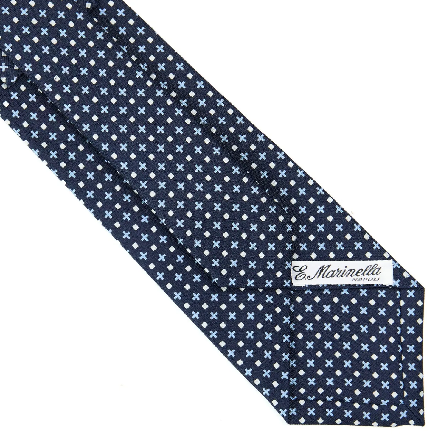 CRAVATTA SARTORIALE CLASSICA IN SETA BLU SCURO Microfantasia fiore