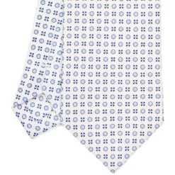 CRAVATTA SARTORIALE CLASSICA IN SETA BIANCA Microfantasia fiore