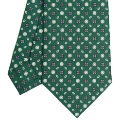 CRAVATTA SARTORIALE CLASSICA IN SETA VERDE SCURO Microfantasia fiore