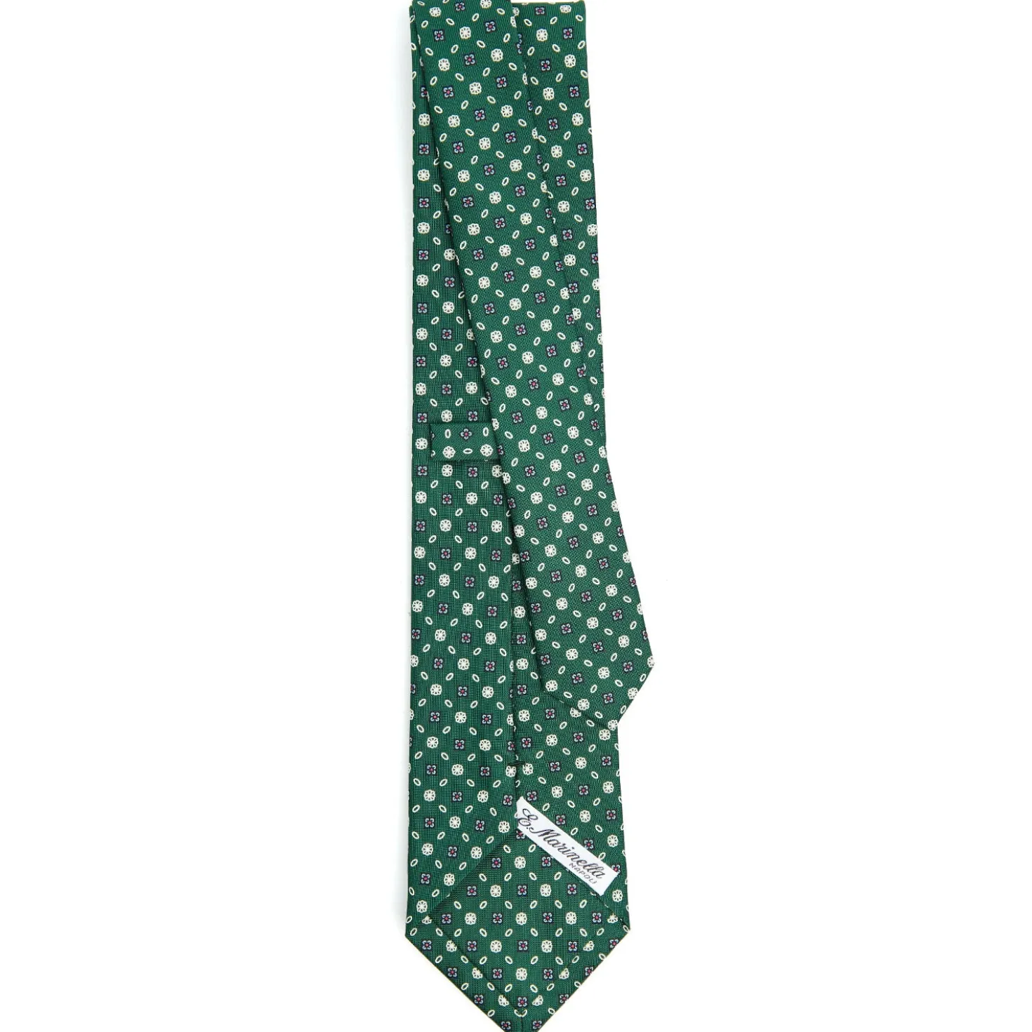 CRAVATTA SARTORIALE CLASSICA IN SETA VERDE SCURO Microfantasia fiore